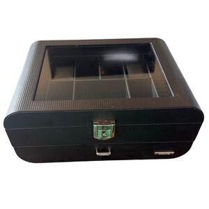 Homde Black Watch Jewelry Tie Display Case w/ Drawer 13x9.5x6"